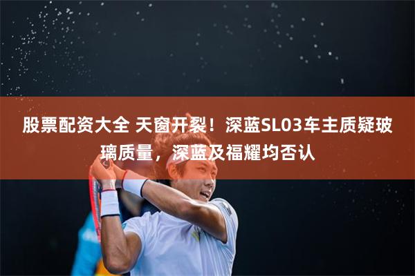 股票配资大全 天窗开裂！深蓝SL03车主质疑玻璃质量，深蓝及福耀均否认
