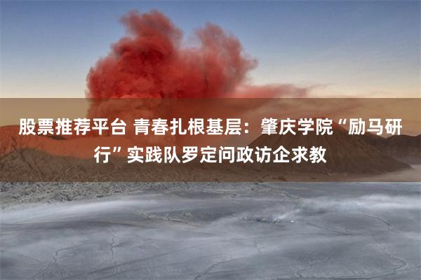 股票推荐平台 青春扎根基层：肇庆学院“励马研行”实践队罗定问政访企求教