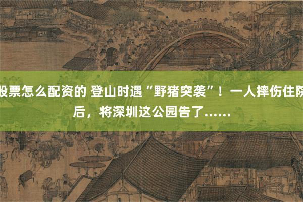股票怎么配资的 登山时遇“野猪突袭”！一人摔伤住院后，将深圳这公园告了......