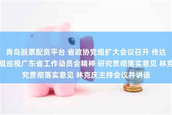 青岛股票配资平台 省政协党组扩大会议召开 传达学习中央第八巡视组巡视广东省工作动员会精神 研究贯彻落实意见 林克庆主持会议并讲话
