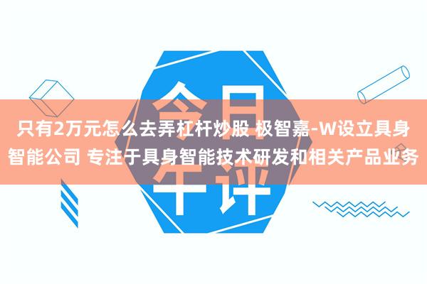 只有2万元怎么去弄杠杆炒股 极智嘉-W设立具身智能公司 专注于具身智能技术研发和相关产品业务