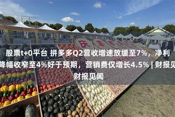 股票t+0平台 拼多多Q2营收增速放缓至7%，净利润降幅收窄至4%好于预期，营销费仅增长4.5% | 财报见闻