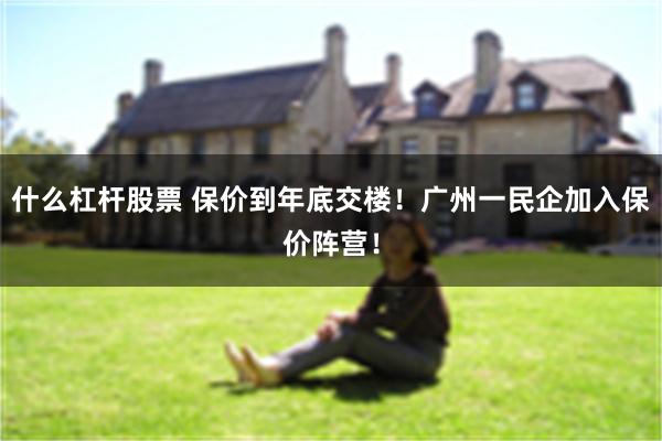 什么杠杆股票 保价到年底交楼！广州一民企加入保价阵营！