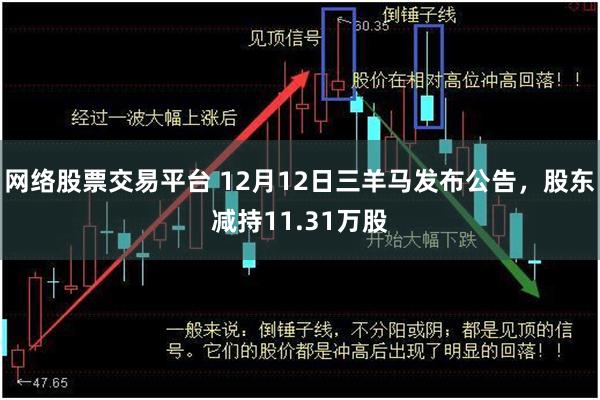 网络股票交易平台 12月12日三羊马发布公告，股东减持11.31万股
