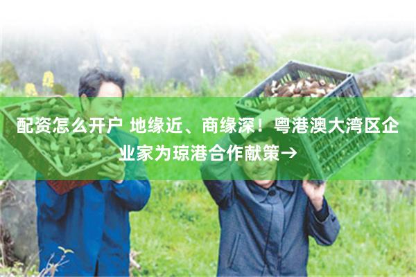 配资怎么开户 地缘近、商缘深！粤港澳大湾区企业家为琼港合作献策→