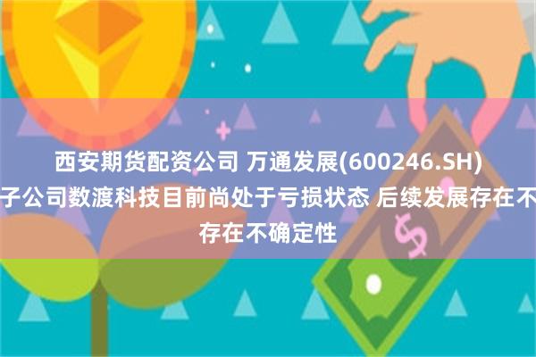 西安期货配资公司 万通发展(600246.SH)：控股子公司数渡科技目前尚处于亏损状态 后续发展存在不确定性