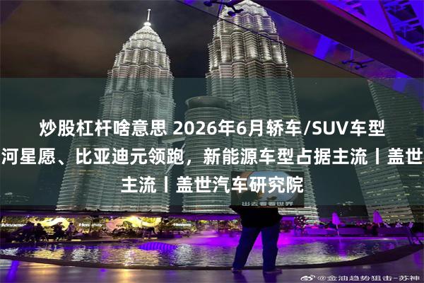 炒股杠杆啥意思 2026年6月轿车/SUV车型销量榜：银河星愿、比亚迪元领跑，新能源车型占据主流丨盖世汽车研究院